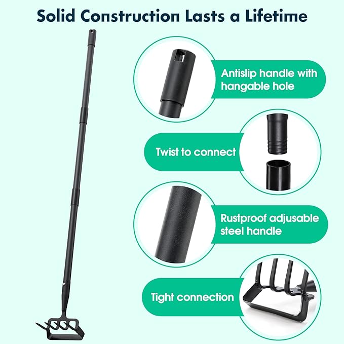 Hoe Garden Tools,72 Inch Long Handle Stirrup Hoe Garden Tools Cultivator for Weeding Gardening,Heavy Duty Metal Garden Hoe Scuffle Garden Hula Hoe Rake,Manual Weeder Gardening Tool Tiller Cultivator