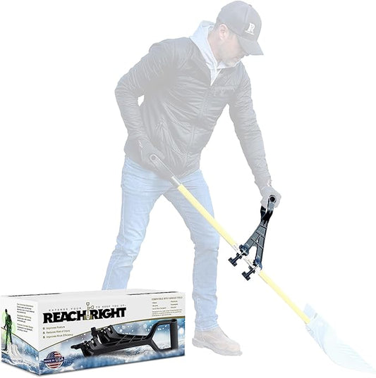 Snow Shovel Back Saving Attachment | Converts Regular Tool to Ergonomic Yard Tool | Handle Attachment for Snow Removal | Fits Snow Shovel for Driveway Ice Shovel for Car and Other Winter Tools