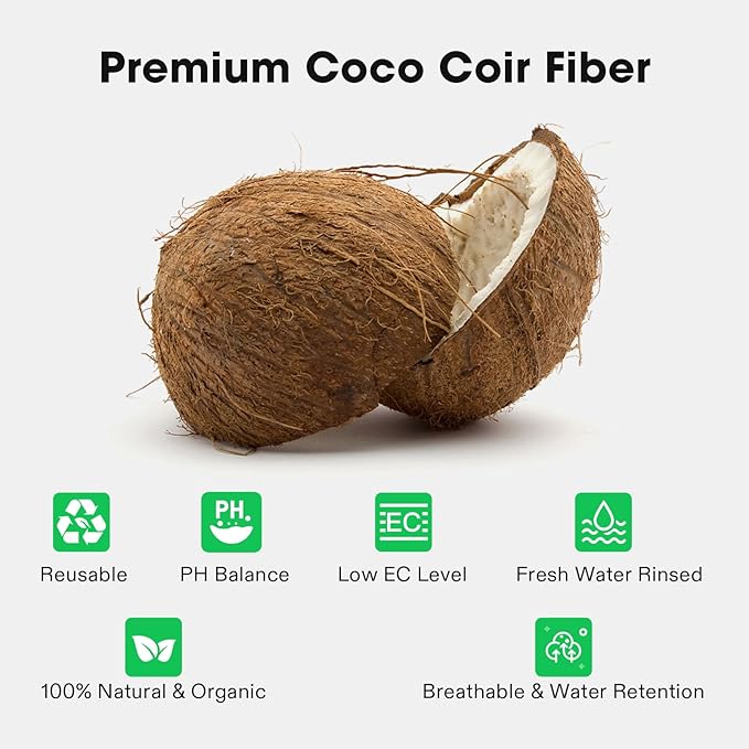 VIVOSUN Coco Coir Brick, 1.4lbs 100% Natural Organic Compressed Coconut Coir Fiber with Low EC, PH Balance & High Nutrition, Coconut Fiber Substrate, Coconut Soil for Plants, 6-Pack
