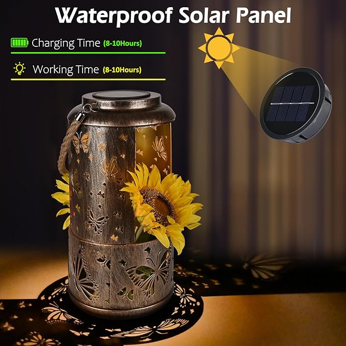 Solar Lantern Outdoor Hanging Lights. Butterfly Metal Decorative Lantern. Waterproof LED Decorative Garden Lamp. Used for Exquisite Garden Decoration for Yard, Terrace, Lawn, Desktop, Balcony...