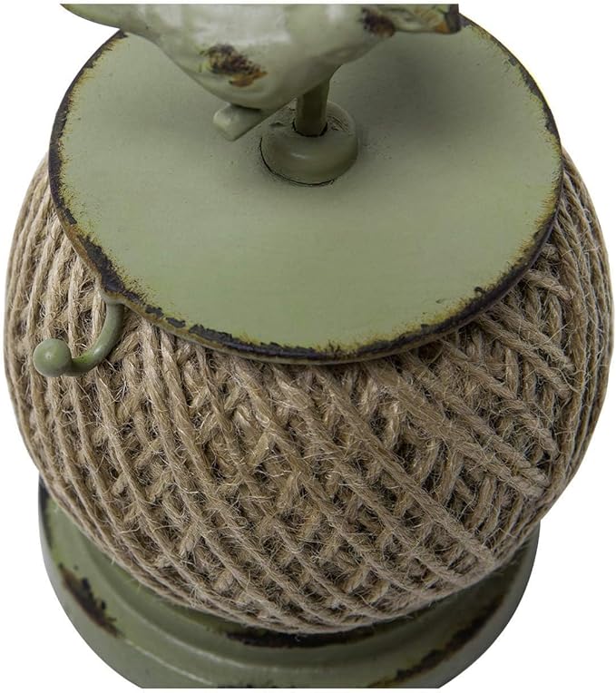 SOFFEE DESIGN Vintage Jute Twine Spool with Scissors Holder Set for Garden Farmhouse Kitchen Antique Twine and Scissors Set Green Birds