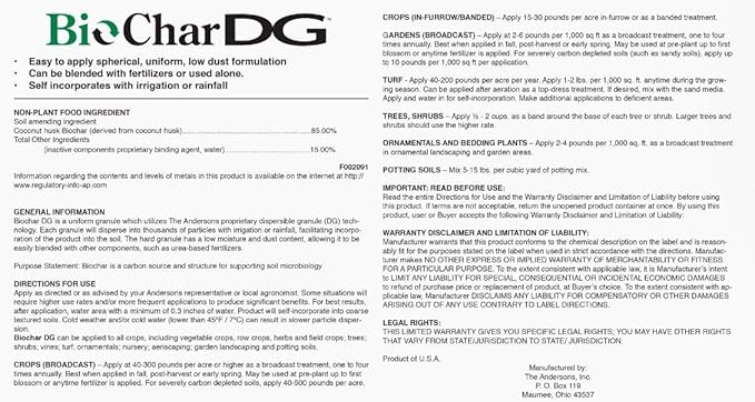 The Andersons BioChar DG Organic Soil Amendment - Covers up to 15,000 sq ft (30 lb)