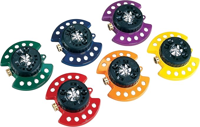 Dramm Metal Base, Green 15024 ColorStorm 9-Pattern Turret Sprinkler with Heavy-Duty Meta