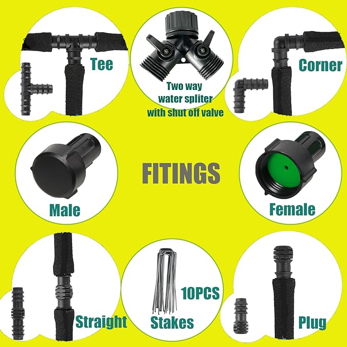 Cuckoo Soaker Hose 50ft length 2pcs With 1/2" Diameter-Soaker Hose Kit with Heavy Duty Rubber Hose for Irrigation-Save 70% Water-Great for Garden Flower Beds,Trees,Vegetables amd Seedings(1/2X50-2pcs)