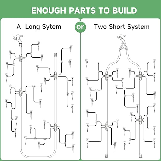 Quick-Connect 200FT Drip Irrigation System Kit, Automatic Garden Plant Watering System for Greenhouse, Yard, Lawn, with 1/2 inch 1/4 inch Irrigation Tubing Hose and Accessories