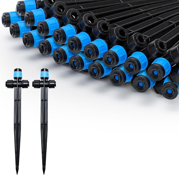 MIXC 20 Packs Drip Emitters for 1/4" Tubing with Adjustable Water Flow,Fan Shape, 360 Degree Sprayer Ideal for Irrigation System