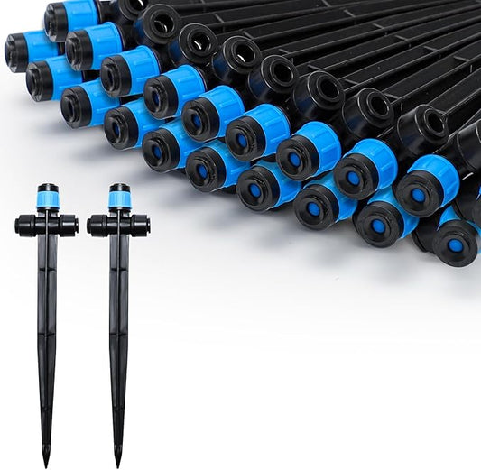 MIXC 20 Packs Drip Emitters for 1/4" Tubing with Adjustable Water Flow,Fan Shape, 360 Degree Sprayer Ideal for Irrigation System
