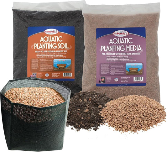 The Pond Guy Planting Bag & Soil Kit for Outdoor Water Gardens, Aquatic Flower Supplies, Pot & Grow Lily, Lotus & Bog Plants, Small Plant Bag & Soil