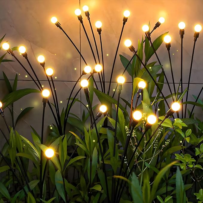 Warm-2Pack 16LED Firefly Warm Changing Lights,Garden Solar Lights Outdoor Decorative,Yard Waterproof Solar (Warm-2pcs)
