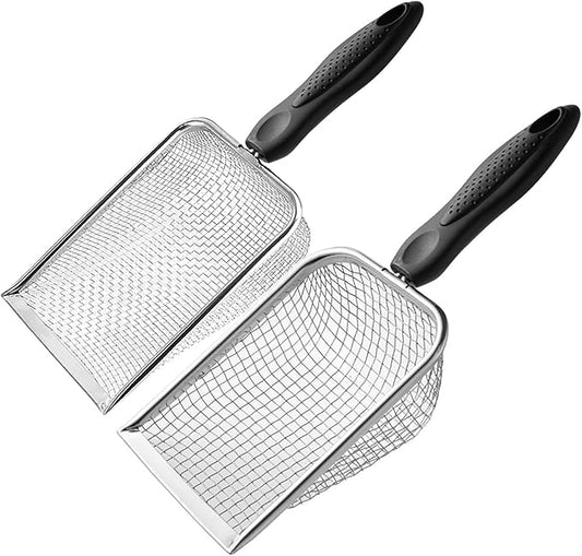 Gardening Soil Sifter Pack of 2 - Garden Sand Soil Compost Sifter with Handle - Two Garden Sifters (3.8mm and 5mm Mesh),Ideal for Sand, Rocks, Dirt, Compost - Perfect for Gardening