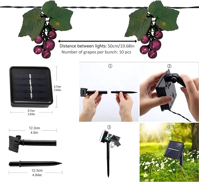 keeda Solar String Lights with Vines, Waterproof 80 LED Grape String Lights Outdoor Patio Light for Bistro Backyard Umbrella Balcony Garden Wedding (Purple)