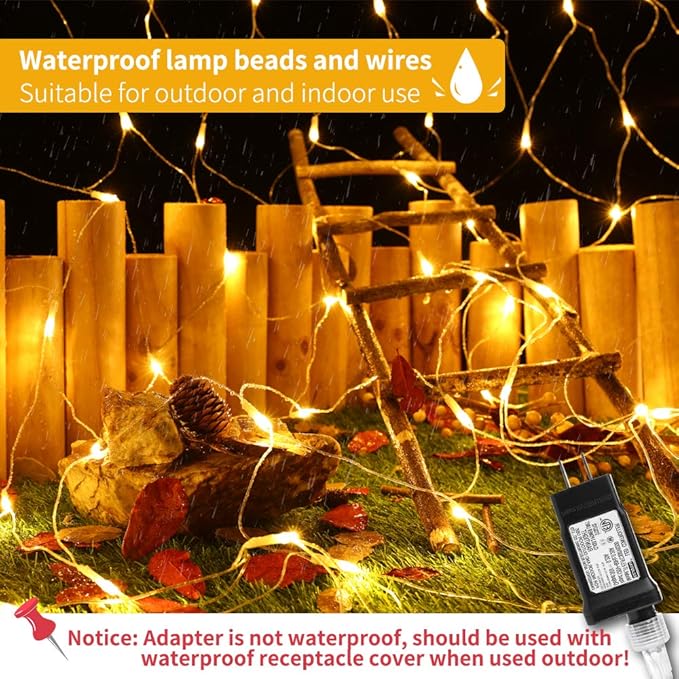 LYHOPE 12ft x 5ft 360 LED Christmas Net Lights, 8 Modes Low Voltage Mesh Christmas Decorative Lights for Xmas Trees, Bushes, Wedding, Garden, Outdoor, Indoor Decor (Warm White)