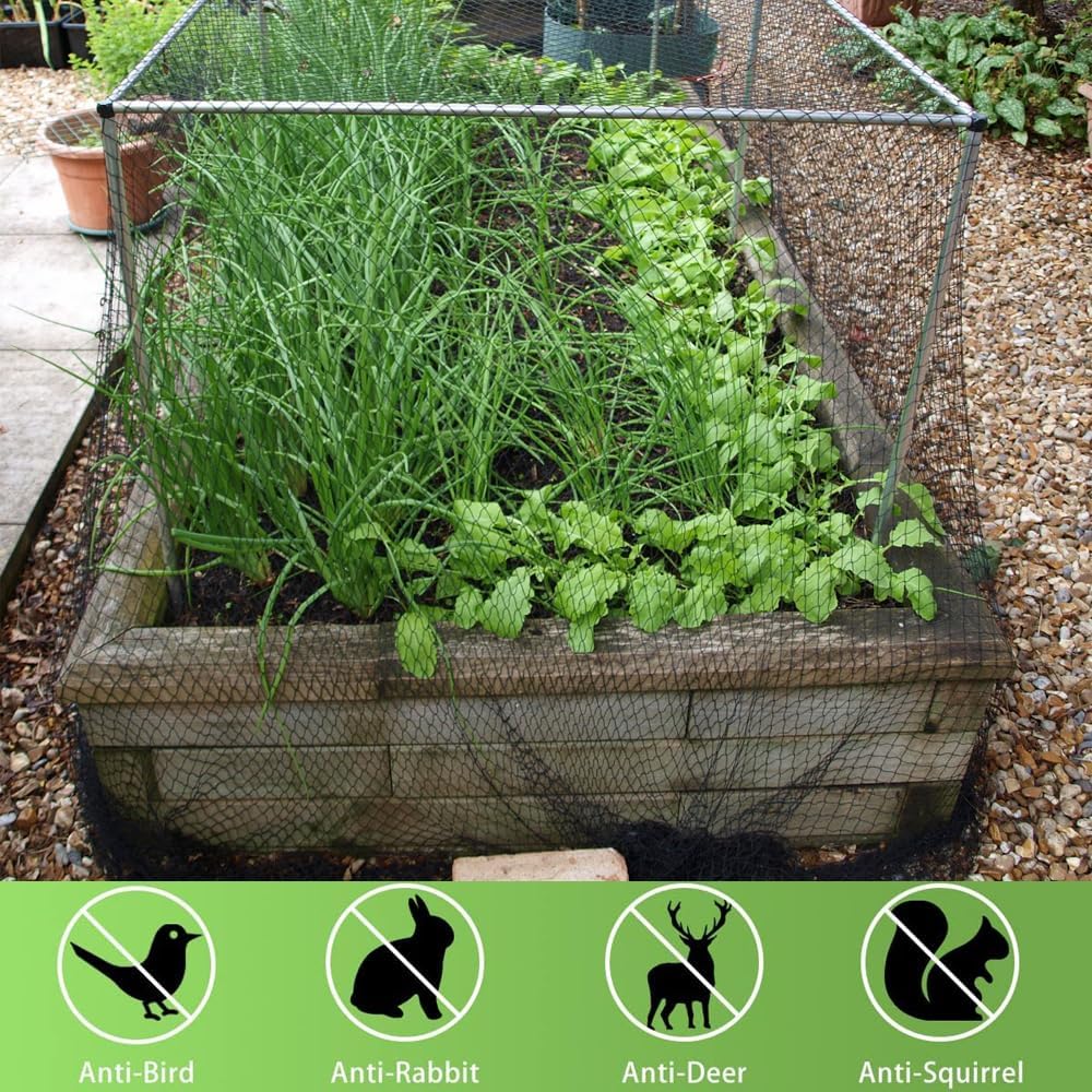 Bird Netting 7.5x65 Ft, 1/2In Mesh Heavy Duty Garden Netting Pest Barrier for Plants, Fruit Trees, Vegetables, Extra Strong Woven Mesh Netting, Animal Fencing Against Birds, Deer, Poultry