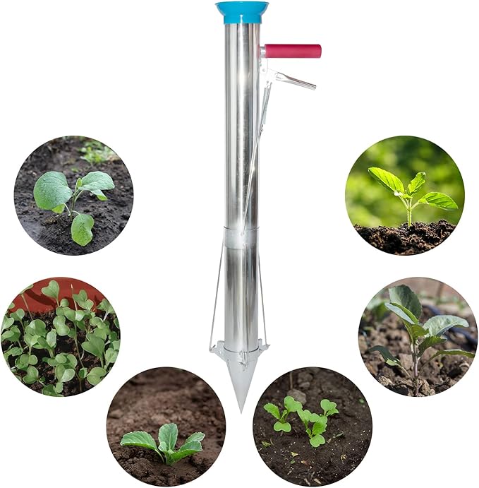 AIWFL Seedling Transplanter Long Handled Bulb Planter Tools Vegetable Young Plant Manual Plant Transplanter Stainless Steel Planting Garden Tools