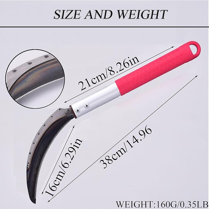 Scythe Garden Tool, Japanese Weeding Scymea, Scythe Tool, Weeding and Weed, Magnetic Handle, Durable SK5 Steel Blades, (2 Pack)