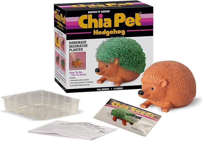 Chia Pet Hedgehog Decorative Pottery Planter with Seed Pack, Decorative Pottery Planter, Easy to Do and Fun to Grow, Novelty Gift, Perfect for Any Occasion