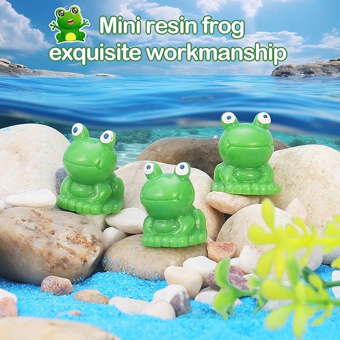 220 Pcs Mini Resin Frogs Green Plastic Miniature Tiny Figurines Tiny Frogs for Fairy Garden Moss Landscape DIY Craft Accessories Home Ornament and Dollhouse Birthday Party Favors