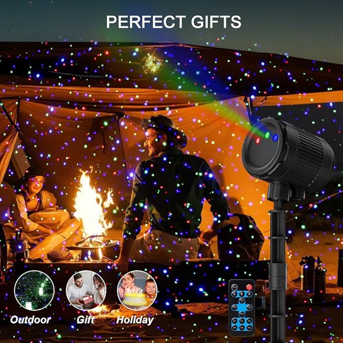 Christmas Projector Lights Outdoor, 3 Color Laser Starry Light Show with RF Remote Control for House Patio Garden Outside Holiday Decoration Indoor Wedding Party Holiday Xmas Gift - Black