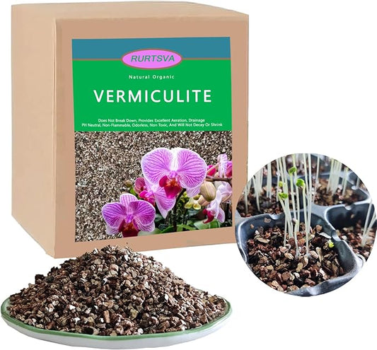 Natural Coarse Vermiculite 20QT for Plants Organic Occurring Mineral Potting Mix Grow Medium for Potted Plants, Hydroponics, Terrariums, Orchids, Mushroom Growing Or Reptile Habitats