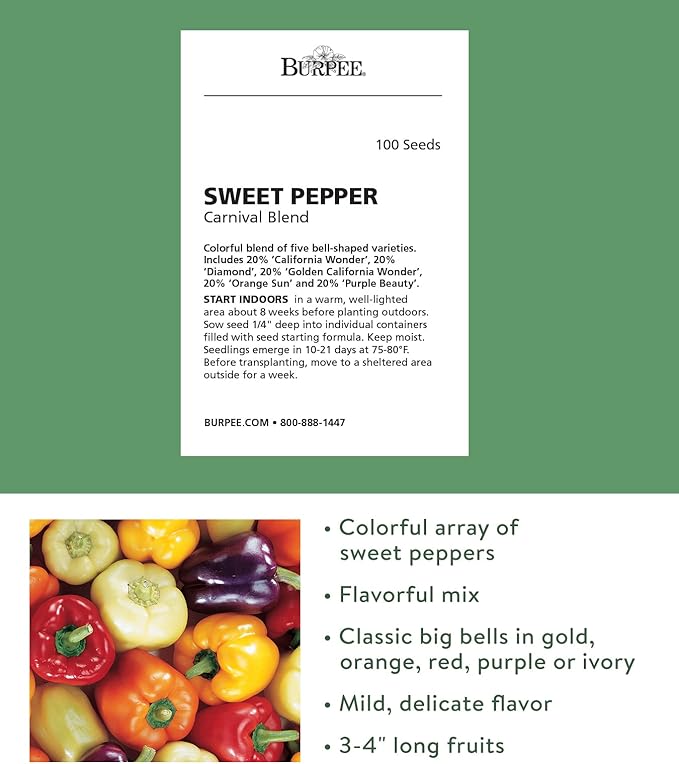 Burpee Carnival Mix Sweet Pepper Seeds 100 seeds