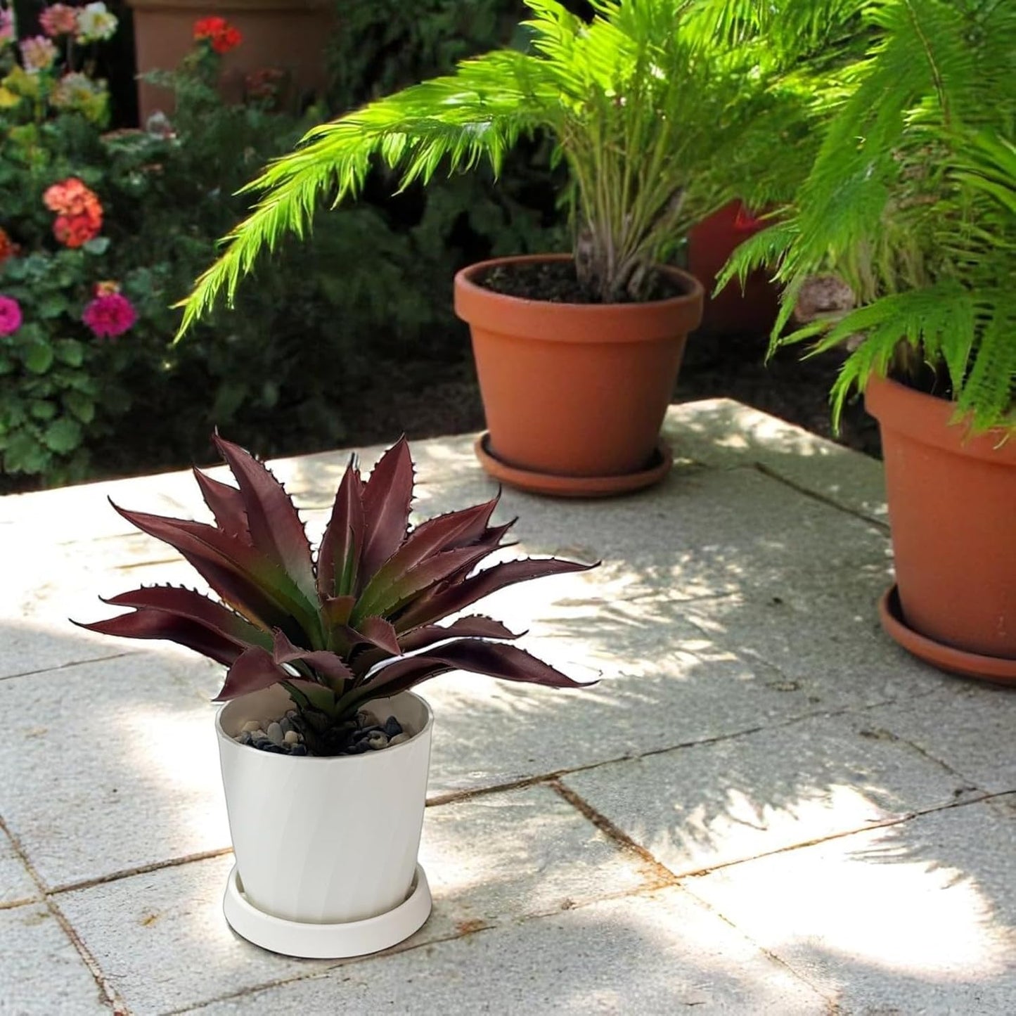 12.5 Inch Artificial Aloe Plant - Large Faux Succulents (Unpotted), Realistic Fake Plants for Home Decor Indoor Outdoor (Red)