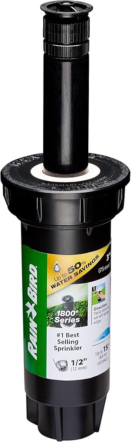 Rain Bird 1803APPRS Pressure Regulating (PRS) Professional Pop-Up Sprinkler, Adjustable 0° - 360° Pattern, 8' - 15' Spray Distance, 3" Pop-up Height