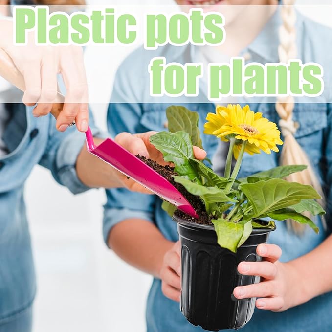 60 Pack 1 Gallon Nursery Plant Pots,Thickened Flexible Plastic Seedling Pot with Holes,Flower Plant Container for Succulents,Cuttings,Transplanting,Home Garden(Black)