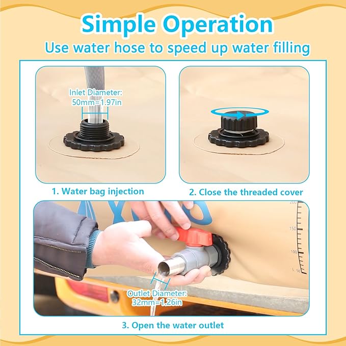 XITAO 792Gal/3000L Water Storage Bladder w/Water Level Indicator, Large Capacity Foldable Water Storage Containers, Portable Emergency Water Tank Water Bag for RVs, Fire Prevention, Irrigation