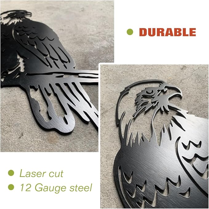 Bald Eagle Metal Bird Yard Art, Outdoor Tree Decor, Eagle Statue Gift for Men