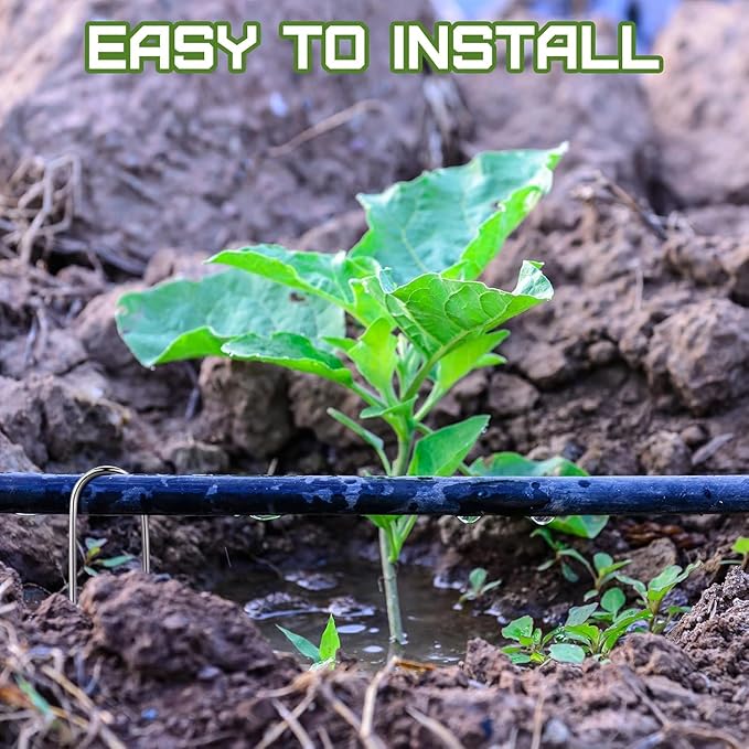 60 Pcs Irrigation Drip Tubing Staples 5 Inch J Shape Irrigation Tube Stakes Galvanized Landscape Pins for 1/4 Inch Irrigation Hose Lawn Nails 1/4 Inch to 1/2 Inch Loop Stake for Drip Tubing (J, 60)