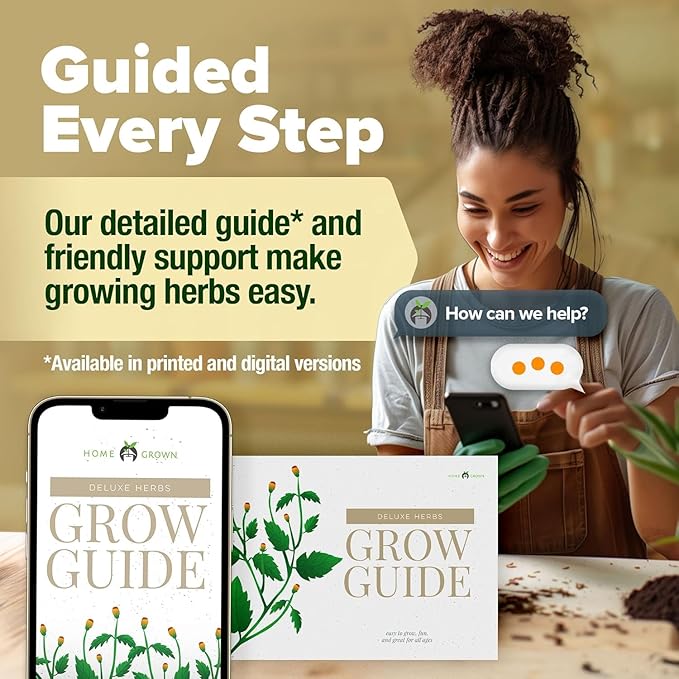 HOME GROWN Deluxe 8 Herb Garden Kit – Birthday Gifts for Women, Unique Gardening Present for Mom, Her, Friend – Easter Gift Gardeners, New Home Housewarming Kitchen Live Plant Starter