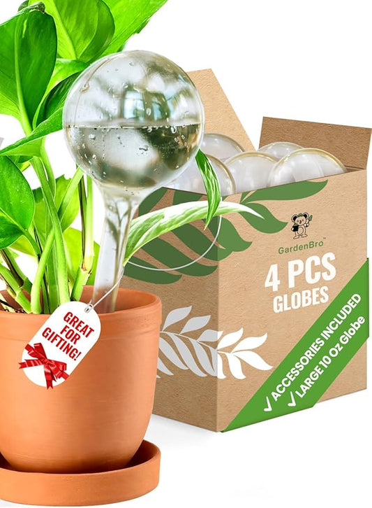 Plant Watering Globes Large Plastic XL Set of 4 - Automatic Plant Waterer Indoor and Outdoor - Self Watering Planter Insert System with Plastic Water Bulbs for Indoor Plants (4 PCS, Large)