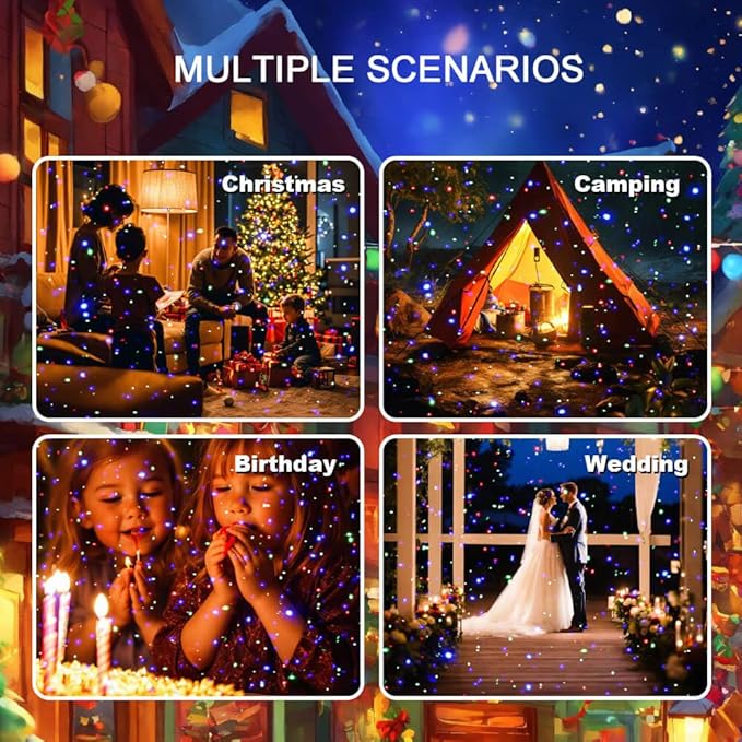 Christmas Projector Lights Outdoor, 3 Color Laser Starry Light Show with RF Remote Control for House Patio Garden Outside Holiday Decoration Indoor Wedding Party Holiday Xmas Gift - Black