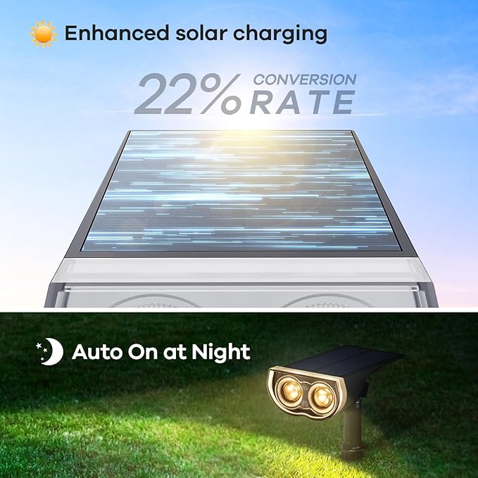 Consciot Solar Spotlights Outdoor, IP67 Waterproof 2-in-1 Solar Spot Lights, Durable Christmas Decorations Lights for Garden Yard Pathway Driveway Porch Walkway, Auto On/Off, 6 Pack(Warm White)