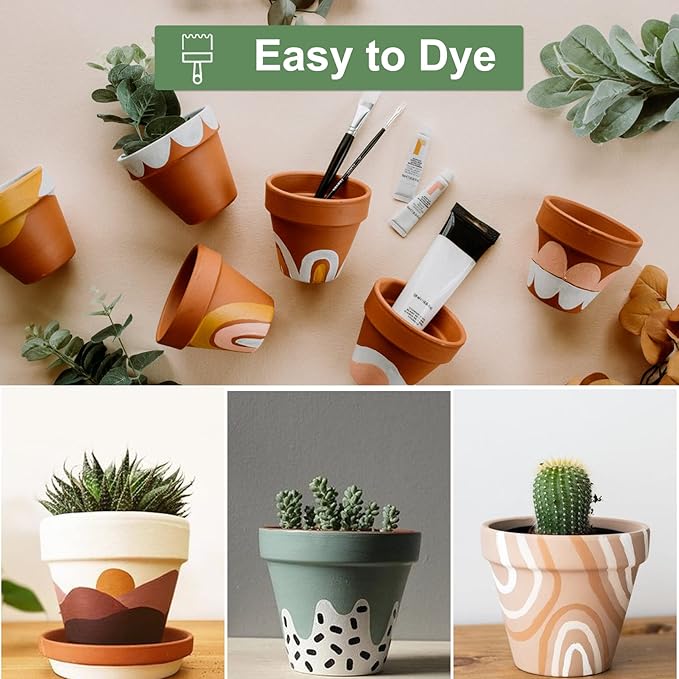 4 Inch Terracotta Pots with Saucer - 6 Pack Small Clay Plant Pots with Drainage Holes, Flower Pots with Tray, Terra Cotta Pots for Indoor Outdoor Plants, Crafts, Wedding Favor