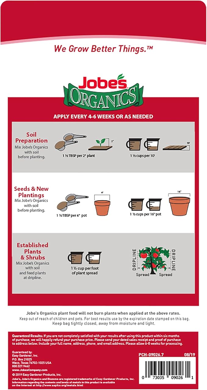 Jobe’s Organics Granular Garden Fertilizer, Easy Plant Care Fertilizer for Vegetable Gardens and Tomato Plants, 4 lbs Bag