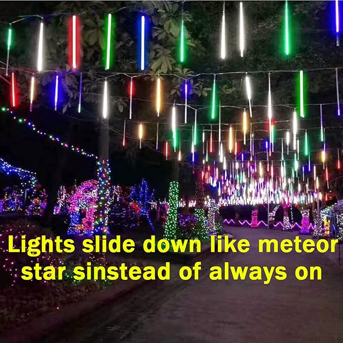 Meteor Shower Lights, Christmas Lights, 20 Inch 10 Tube 540 LED Rain Falling Icicle Cascading Lights for Xmas Tree Halloween Patio Garden Roof Eaves Decoration
