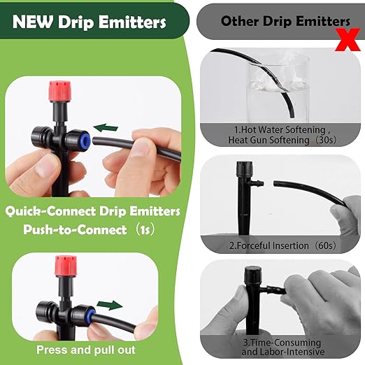 21PCS Adjustable Drip Irrigation Emitters(8-Hole) Kit-Quick Connect for 1/4" Tubing,Dual Adjustment System-Easy to Install Drippers for Precise Garden Watering of Vegetables,Shrubs&Flowers