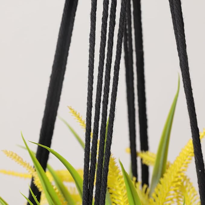 Hanging Planter with Patterns,2Packs Macrame Plant Hangers Indoor Macrame for up to 8 inch Pot Crochet Boho Plant Hanger Holder for Indoor Outdoor with 2S Shaped Stainless Steel Hooks (Black)