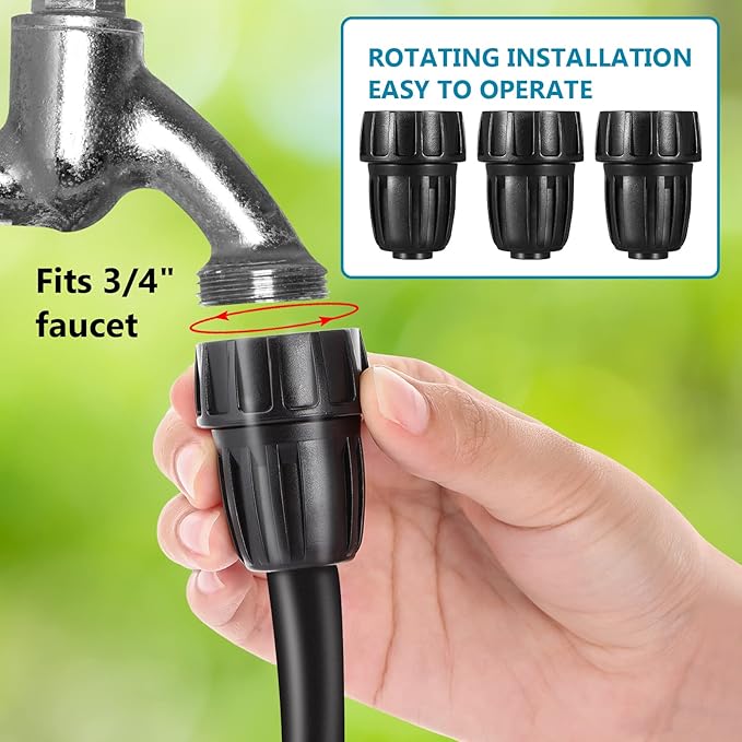 5 Pack Drip Irrigation Tubing Faucet Adapter Garden Faucet Hose Adapter Drip Irrigation Hose Connectors Faucet Connector with Washers for Garden Irrigation System(Single, Convert 3/4 to 1/2)