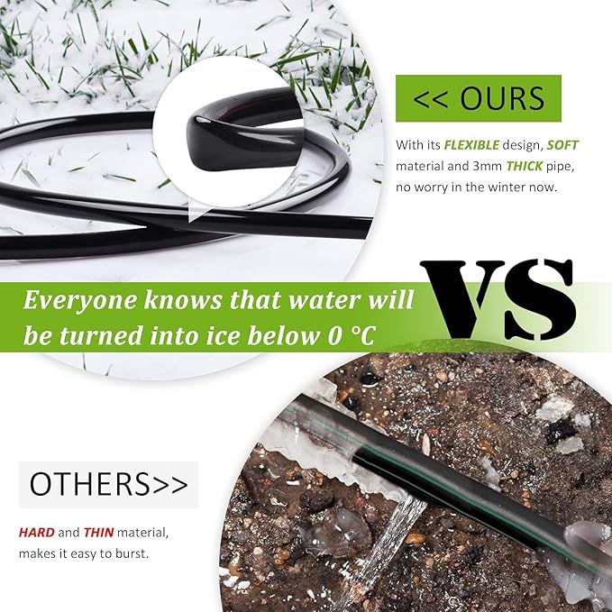 MIXC 400ft 1/4 inch Blank Distribution Tubing Drip Irrigation Hose Garden Watering Tube Line