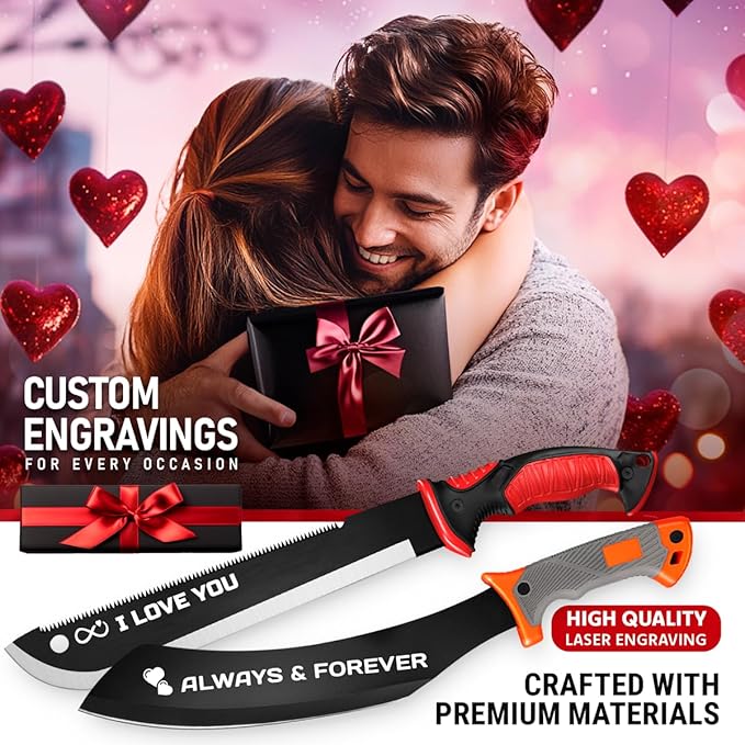 Machete with Saw - 25” Heavy Duty Tool & Sheath - Ergonomic No-Slip Handle - Survival Knife with Serrated Blade - Machetes for Bushcraft Outdoor Hunting Garden Cutting Trees and Yard Work