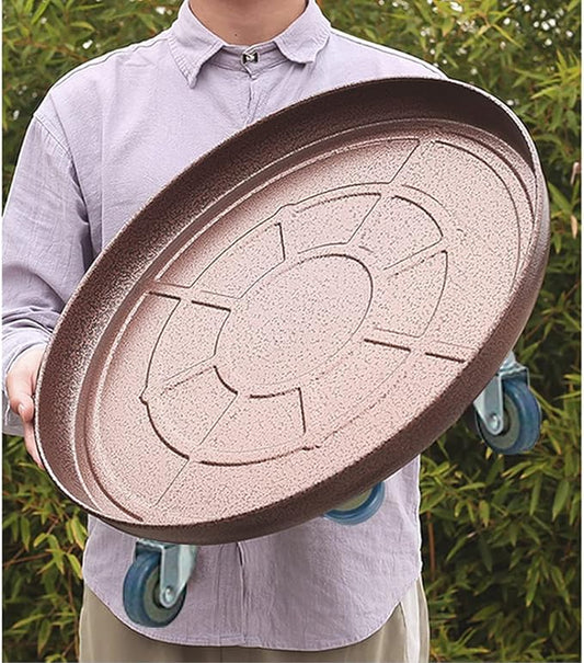 Artline 20" Round Plant Stand with Lockable Wheels, 480lb Heavy Duty for Indoor Outdoor, Large Rolling Dolly Planter Caddy on Casters to Carry Potted Flower Pot, Round Metal Tray NO Holes, Copper