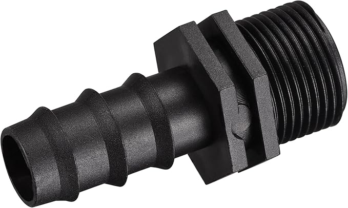 MECCANIXITY Drip Irrigation Fittings 19.4mm Barbed to G3/4 Male Thread for 3/4 Inch Tubing (Black, Pack of 8)