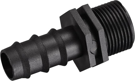 MECCANIXITY Drip Irrigation Fittings 19.4mm Barbed to G3/4 Male Thread for 3/4 Inch Tubing (Black, Pack of 8)