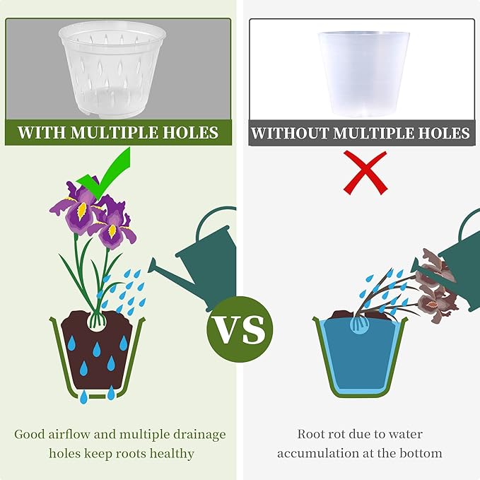 6 Pack 5 Inch Clear Orchid Pots with Holes and Saucers Orchid Pot for Plant and Repotting