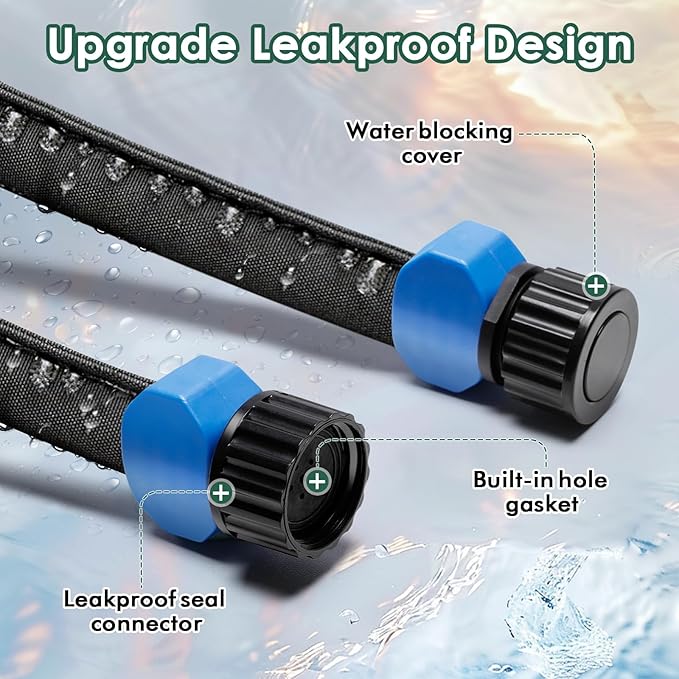 IPOW Heavy Duty Double Layer Design Saves 80% Water Leak Proof Soaker Hose, Drip Watering Hose for Garden, Lawn, Flower Bed, Vegetable Field (25 FT + 50 FT)