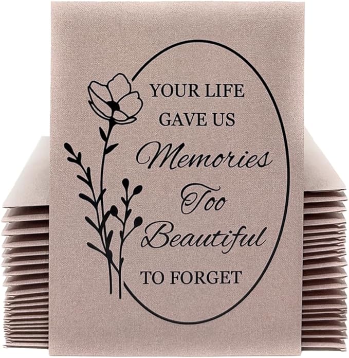 Forget Me Not Seeds - Memorial Funeral Favors - Memories Too Beautiful - 3.25x4.5 inches - Prefilled Seed Packets - Ready to Give - Pack of 20