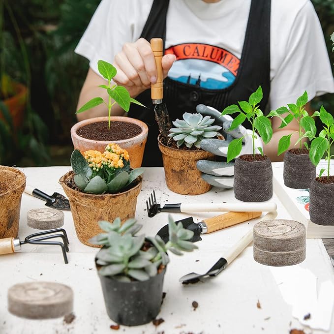 ZeeDix 50pcs 50mm Peat Pellets, Compressed Seed Starter Soil Peat Plugs Peat Pods Seed Starter Potting Soil Peat Moss Pellets Seed Pods for Planting Flowers Herbs and Vegetables