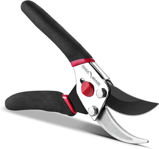Flora Guard Garden Shears 8.5" Bypass Pruning Shears, Professional Ultra Sharp Sk5 Steel Garden Clippers, Heavy Duty Plant Cutting Scissors Garden Tools Supplies, Hedge Branch Trimmer, Super Durable